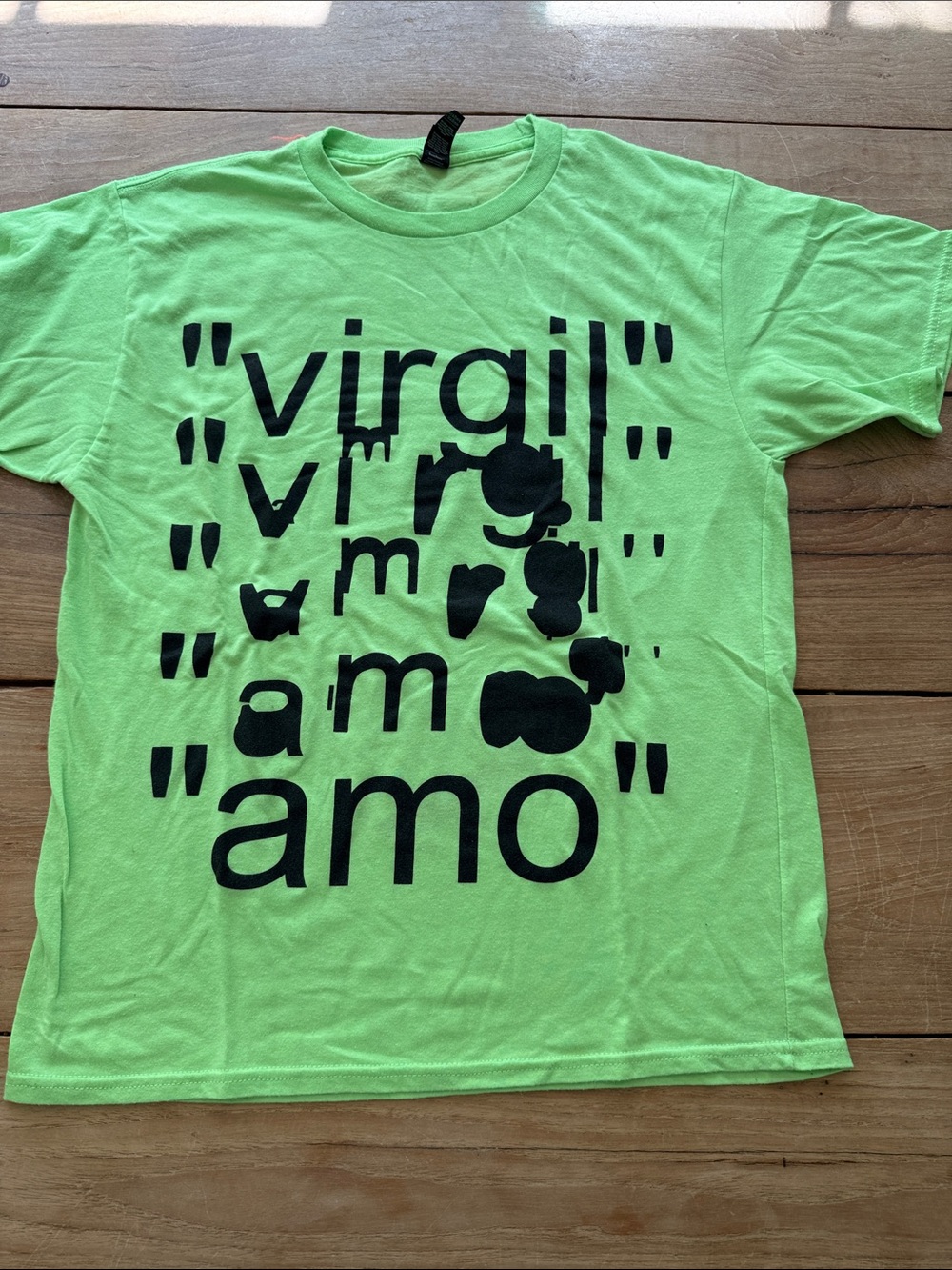 Neon green Virgil Abloh x MCA Figures of Speech exhibition t-shirt. Sz xl
